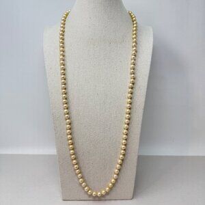Vintage Marvella‎ Imitation Pearl Necklace Knotted Thread Long Length Signed
